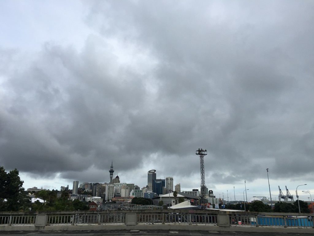Ominous clouds make the Auckland Skyline very sad-looking