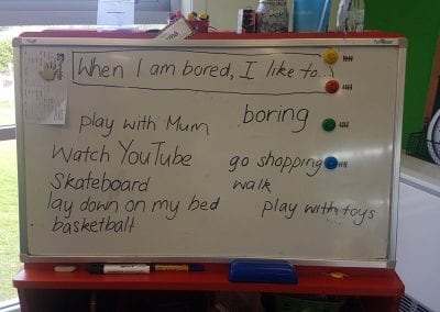 Writing lesson based on what they like to do when bored